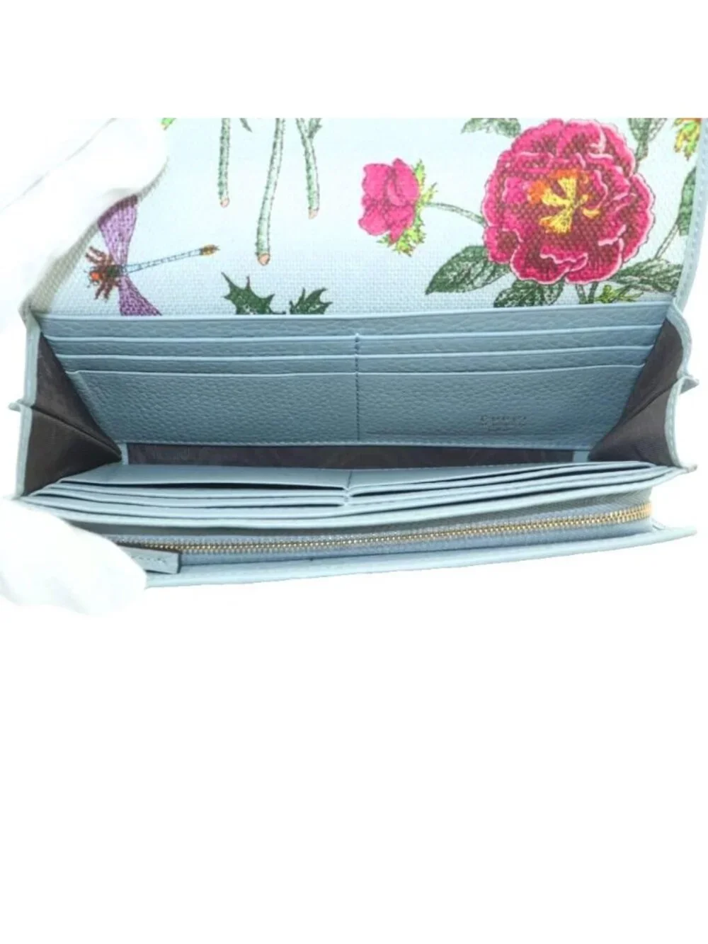★SOLD★ Gucci Flora Wallet Flap Coin Purse Light Blue - Picture 5 of 8